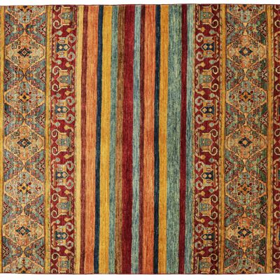 Afghan Khorjin Shaal 189x152 tapis noué main 150x190 motif géométrique rouge
