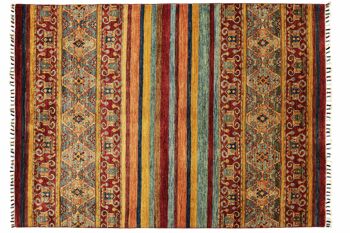 Afghan Khorjin Shaal 189x152 tapis noué main 150x190 motif géométrique rouge 1