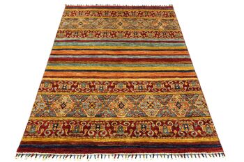 Afghan Khorjin Shaal 189x152 tapis noué main 150x190 motif géométrique rouge 2