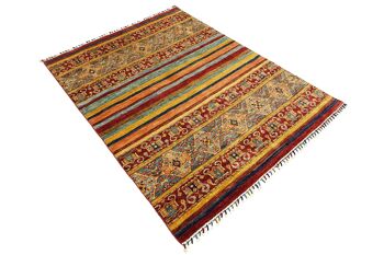 Afghan Khorjin Shaal 189x152 tapis noué main 150x190 motif géométrique rouge 3