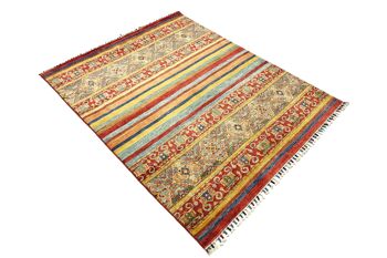 Afghan Khorjin Shaal 189x152 tapis noué main 150x190 motif géométrique rouge 4