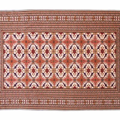 Tapis Afghan Mauri Kabul 287x195 noué main 200x290 motif géométrique bleu