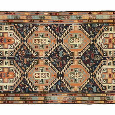 Tapis persan kilim 190x115 tissé main 120x190 motif géométrique multicolore