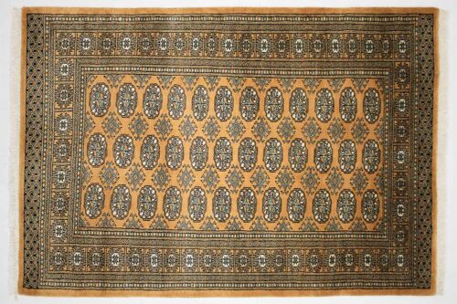 Pakistan Buchara 180x125 Handgeknüpft Teppich 130x180 Orange Geometrisch Muster