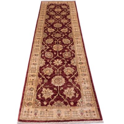 Afghan Chobi Ziegler 282x81 hand-knotted carpet 80x280 runner red oriental