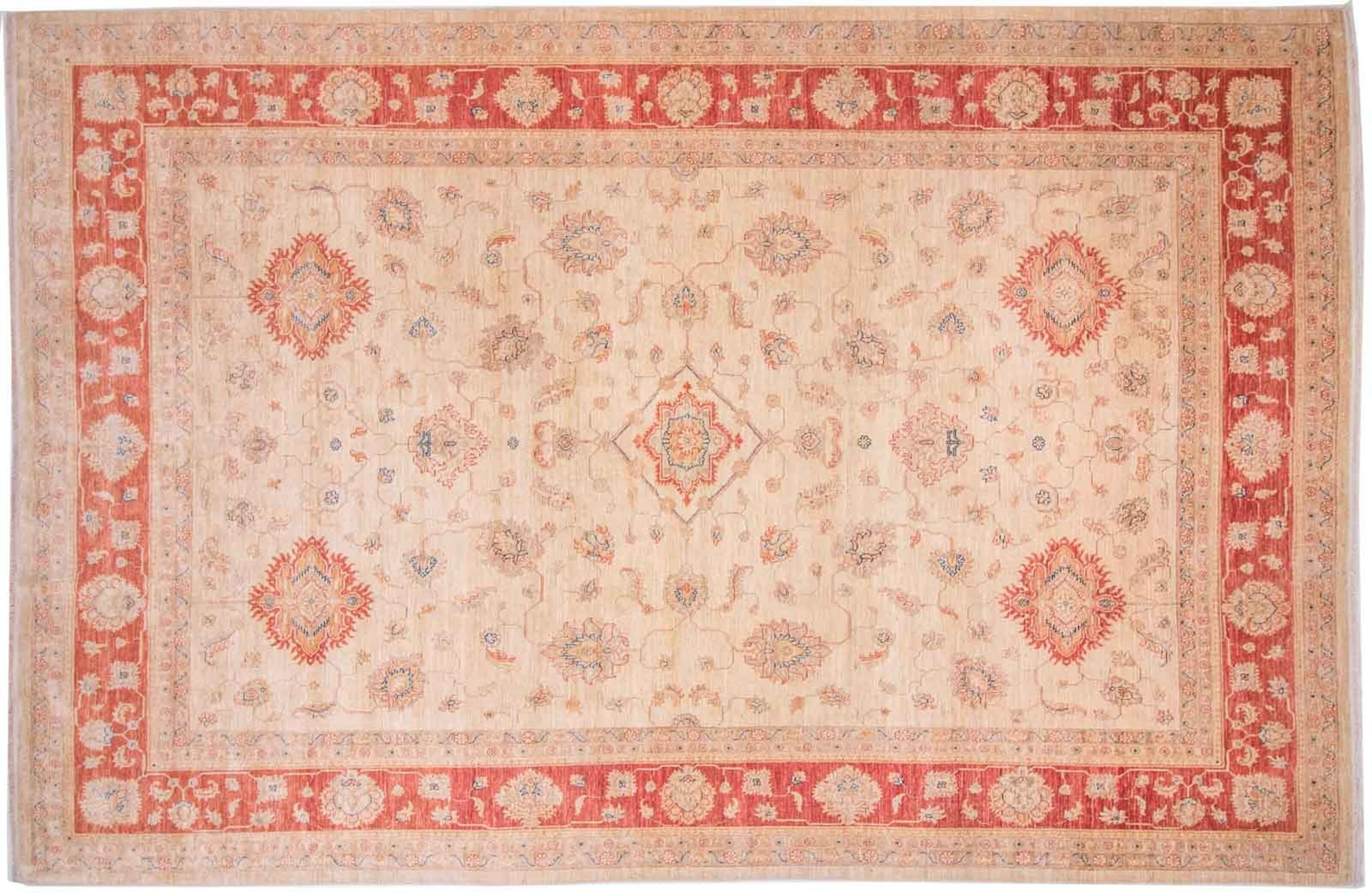 Buy wholesale Afghan Feiner Chobi Ziegler 374x248 hand-knotted carpet  250x370 red flower pattern