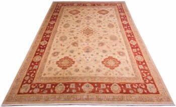 Tapis Afghan Feiner Chobi Ziegler 374x248 noué main 250x370 motif fleur rouge 2