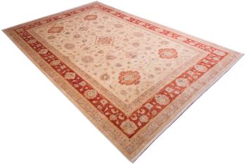 Tapis Afghan Feiner Chobi Ziegler 374x248 noué main 250x370 motif fleur rouge 3