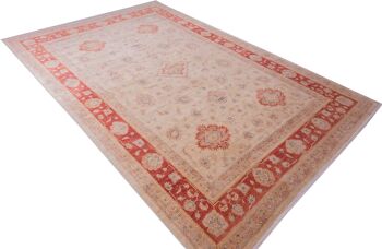 Tapis Afghan Feiner Chobi Ziegler 374x248 noué main 250x370 motif fleur rouge 4