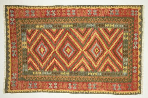 Afghan Maimana Kelim Bunt 251x164 Handgewebt Teppich 160x250 Beige Geometrisch Muster