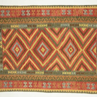 Afghan Maimana Kilim Tappeto colorato 251x164 tessuto a mano 160x250 Motivo geometrico beige