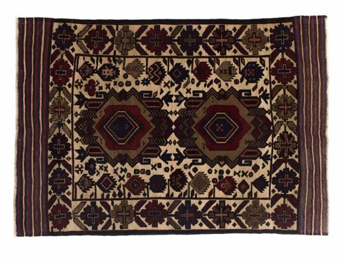 Afghan Gol Barjasta 186x120 Handgewebt Teppich 120x190 Mehrfarbig Geometrisch Muster