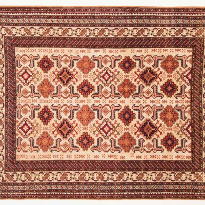 Tapis Afghan Mauri Kabul 150x116 noué main 120x150 motif géométrique beige