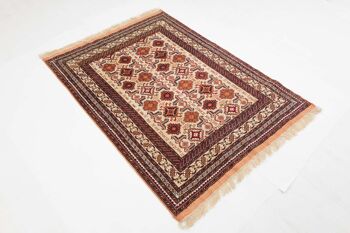 Tapis Afghan Mauri Kabul 150x116 noué main 120x150 motif géométrique beige 3