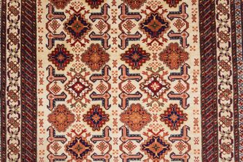 Tapis Afghan Mauri Kabul 150x116 noué main 120x150 motif géométrique beige 5