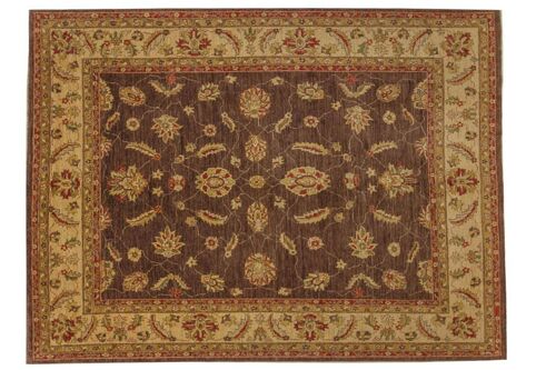 Afghan Chobi Ziegler 309x238 Handgeknüpft Teppich 240x310 Braun Blumenmuster Kurzflor