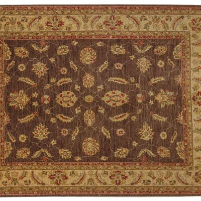 Tapis Afghan Chobi Ziegler 309x238 noué main 240x310 motif fleur marron poil court