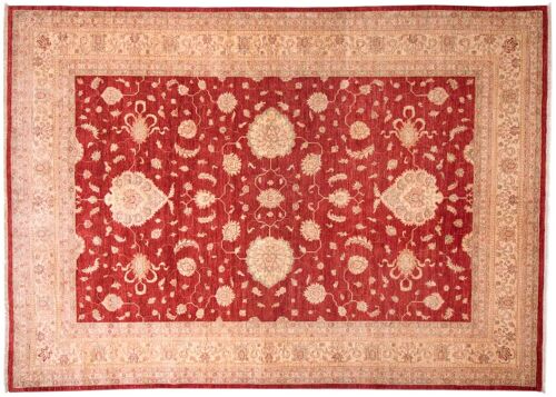 Afghan Feiner Chobi Ziegler 346x246 Handgeknüpft Teppich 250x350 Rot Orientalisch