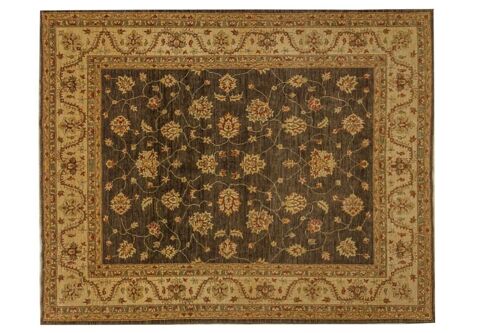 Afghan Chobi Ziegler 300x248 Handgeknüpft Teppich 250x300 Braun Blumenmuster Kurzflor