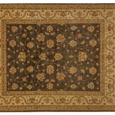 Tapis Afghan Chobi Ziegler 300x248 noué main 250x300 motif fleur marron poil court