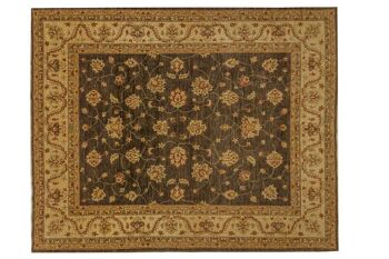 Tapis Afghan Chobi Ziegler 300x248 noué main 250x300 motif fleur marron poil court 1