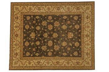 Tapis Afghan Chobi Ziegler 300x248 noué main 250x300 motif fleur marron poil court 2