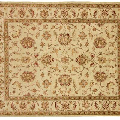 Afghan Chobi Ziegler 201x152 Handgeknüpft Teppich 150x200 Beige Blumenmuster Kurzflor