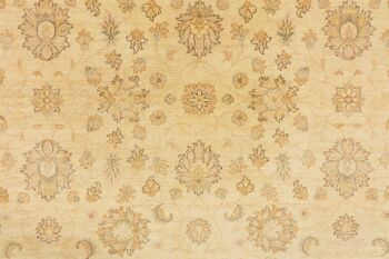 Tapis Afghan Chobi Ziegler 376x282 noué main 280x380 motif fleur beige poil court 5