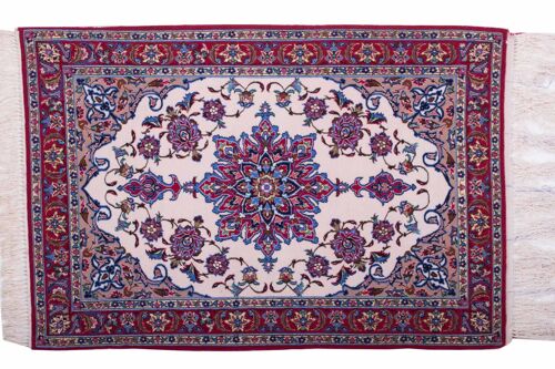 Perser Isfahan 107x74 Handgeknüpft Teppich 70x110 Mehrfarbig Orientalisch Kurzflor