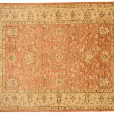 Afghan Chobi Ziegler 220x169 hand-knotted carpet 170x220 beige flower pattern short pile