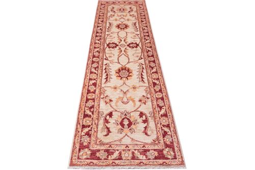 Afghan Chobi Ziegler 281x81 Handgeknüpft Teppich 80x280 Läufer Beige Orientalisch