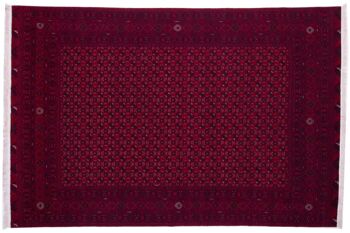 Tapis oriental afghan 292x194 tapis noué main 190x290 motif géométrique rouge 1