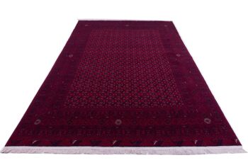 Tapis oriental afghan 292x194 tapis noué main 190x290 motif géométrique rouge 2