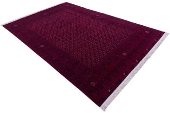 Tapis oriental afghan 292x194 tapis noué main 190x290 motif géométrique rouge 3