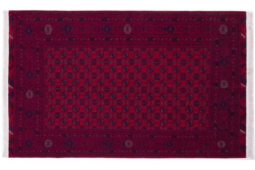 Afghan Orientteppich 195x118 Handgeknüpft Teppich 120x200 Rot Geometrisch Muster