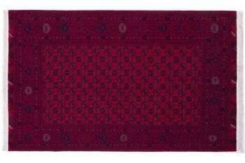 Tapis oriental afghan 195x118 tapis noué main 120x200 motif géométrique rouge 1