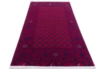 Tapis oriental afghan 195x118 tapis noué main 120x200 motif géométrique rouge 2