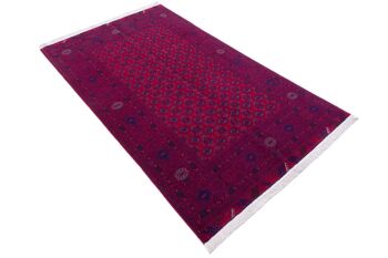 Tapis oriental afghan 195x118 tapis noué main 120x200 motif géométrique rouge 3