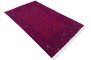Tapis oriental afghan 195x118 tapis noué main 120x200 motif géométrique rouge 4