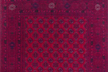 Tapis oriental afghan 195x118 tapis noué main 120x200 motif géométrique rouge 5