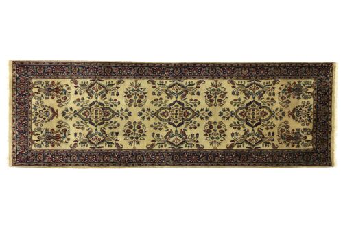 Sarough 240x89 Handgeknüpft Teppich 90x240 Beige Floral Kurzflor Orient Rug