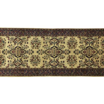 Sarough 240x89 alfombra anudada a mano 90x240 alfombra oriental de pelo corto floral beige