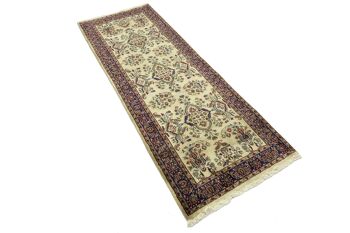 Tapis Sarough 240x89 noué main 90x240 Tapis d'Orient à poils courts fleuris beige 4