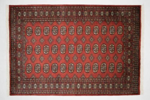 Pakistan Buchara 177x123 Handgeknüpft Teppich 120x180 Rot Geometrisch Muster Kurzflor
