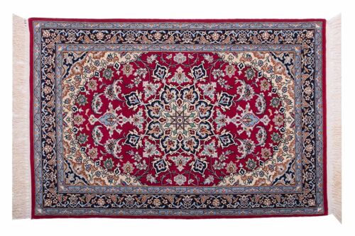 Perser Isfahan 104x70 Handgeknüpft Teppich 70x100 Mehrfarbig Orientalisch Kurzflor