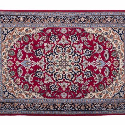 Tapis persan Ispahan 104x70 noué main 70x100 multicolore, oriental, poils courts