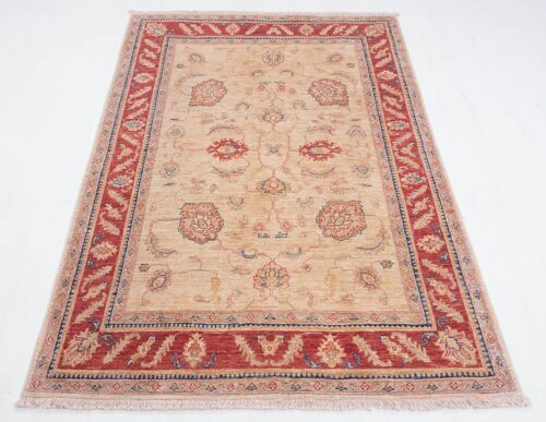 Afghan Feiner Chobi Ziegler 176x115 Handgeknüpft Teppich 120x180 Braun Geometrisch