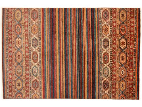 Afghan Chobi Ziegler Khorjeen 323x212 Handgeknüpft Teppich 210x320 Mehrfarbig Linien