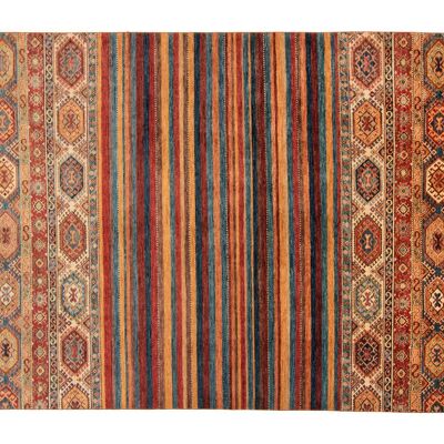 Afghan Chobi Ziegler Khorjeen 323x212 alfombra anudada a mano 210x320 líneas multicolores