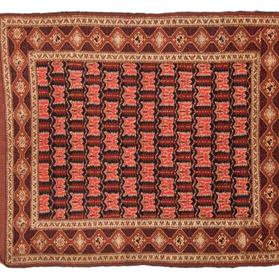 Tapis Afghan Chapabaft 163x145 noué main 150x160 carré multicolore